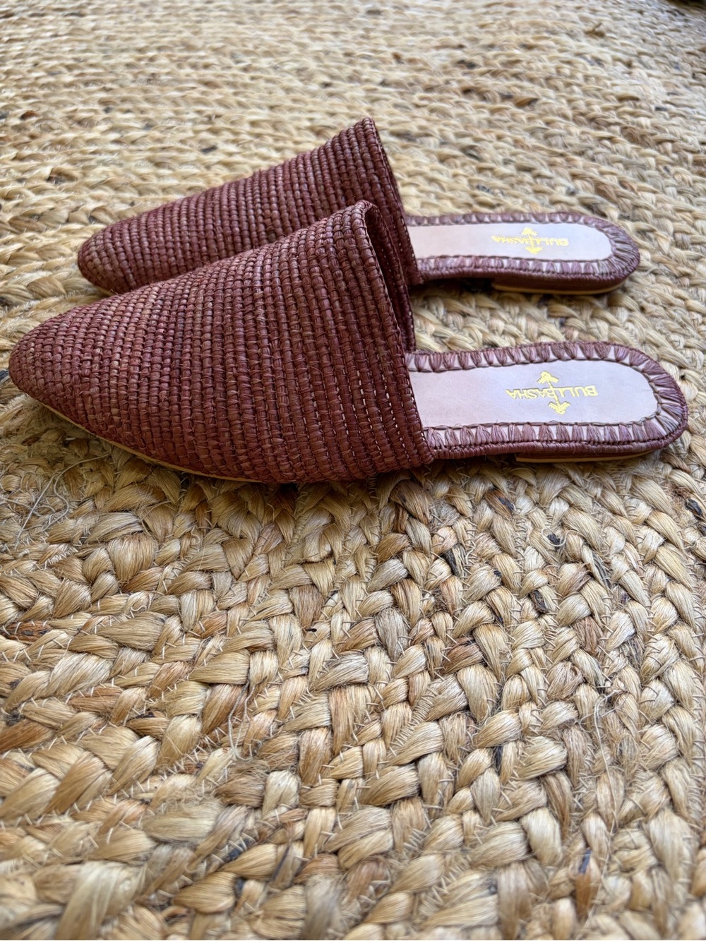 Bulibasha Babouche Mule Slip On Slide 40 EU 9-9.5 US Handwoven Red Brown NWOT - Picture 6 of 12